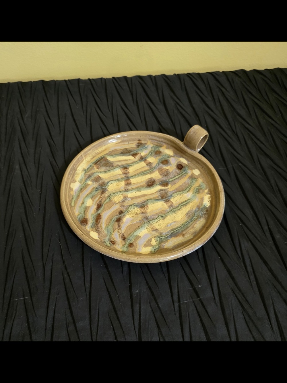 Ballou Pottery Plate with Yellow, Brown and Green Glaze